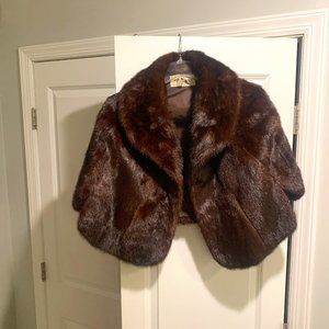 Shoulder Wrap Fox Coat - Brown